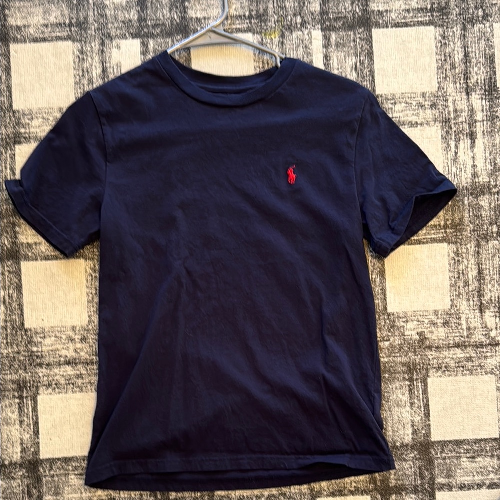 Navy Blue T-Shirt with Red Logo